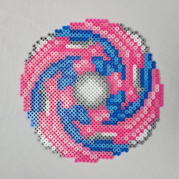 Trans Pride Circular Perler Bead Pixel Art - Picture 2 of 2